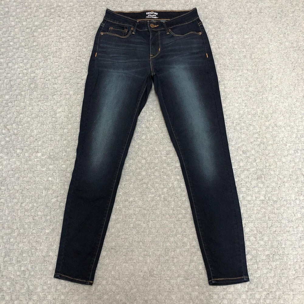 Signature Levi Strauss Jeans Womens Dark Wash Skinny Denim Stretch Pants Capsule